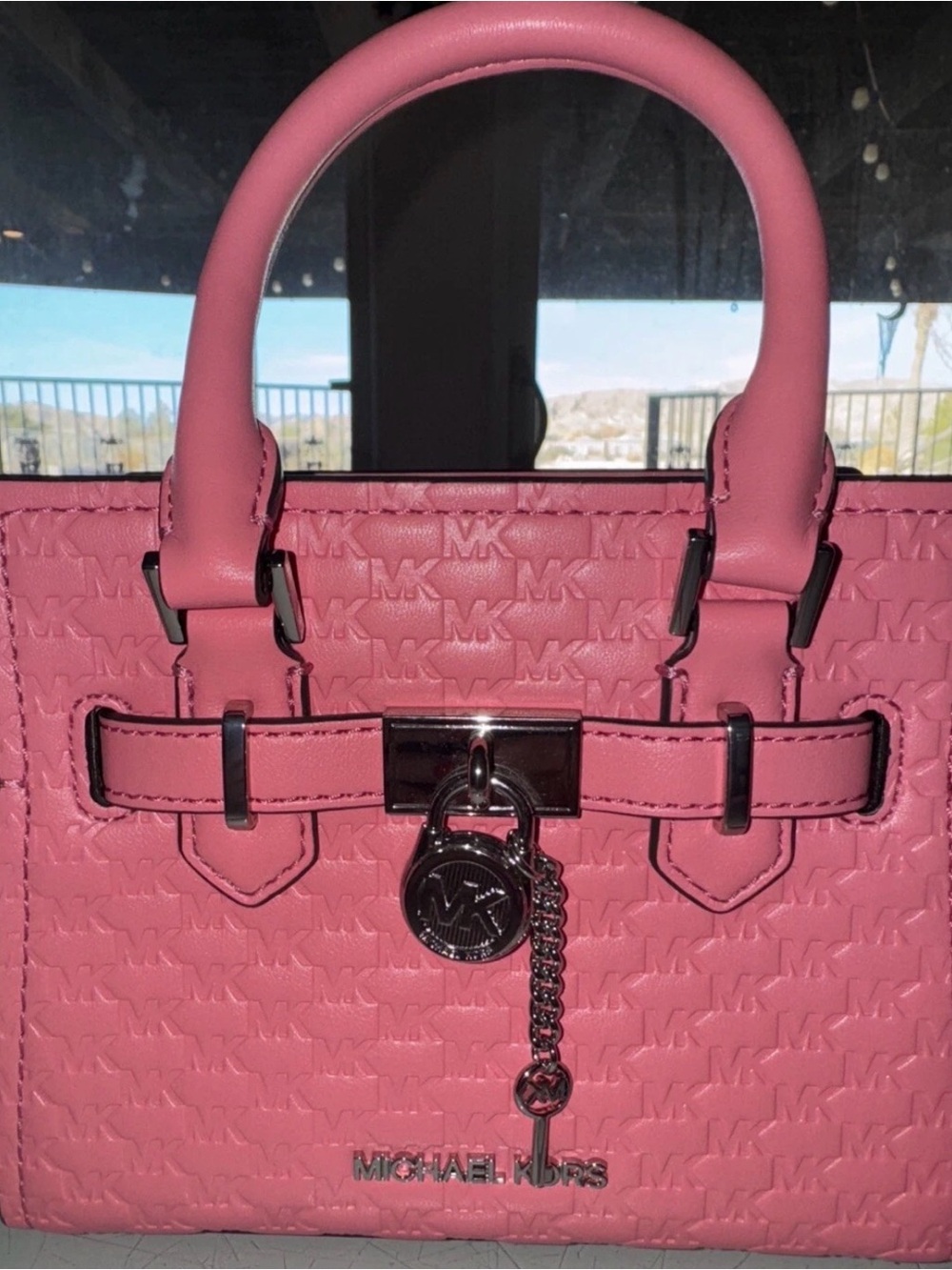 Michael Kors Pink Embossed Leather Mini Satchel with Charm - Picture 3 of 12